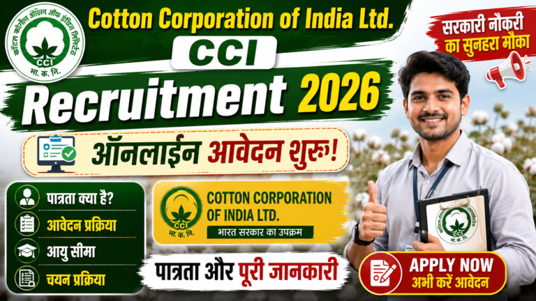 Cotton Corporation of India Ltd. CCI Recruitment 2026 Apply: ऑनलाइन आवेदन, पात्रता और पूरी जानकारी Cotton Corporation of India Ltd. CCI Recruitment 2026 Apply