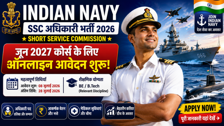 Indian Navy SSC अधिकारी Recruitment Apply2026: जून 2027 कोर्स के लिए ऑनलाइन आवेदन, पात्रता और संपूर्ण जानकारी Indian Navy Recruitment Apply