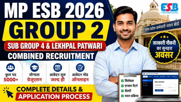 MP ESB Group 2 Sub Group 4 & Lekhpal Patwari Combined Recruitment Apply 2026 Complete Details & Application Process